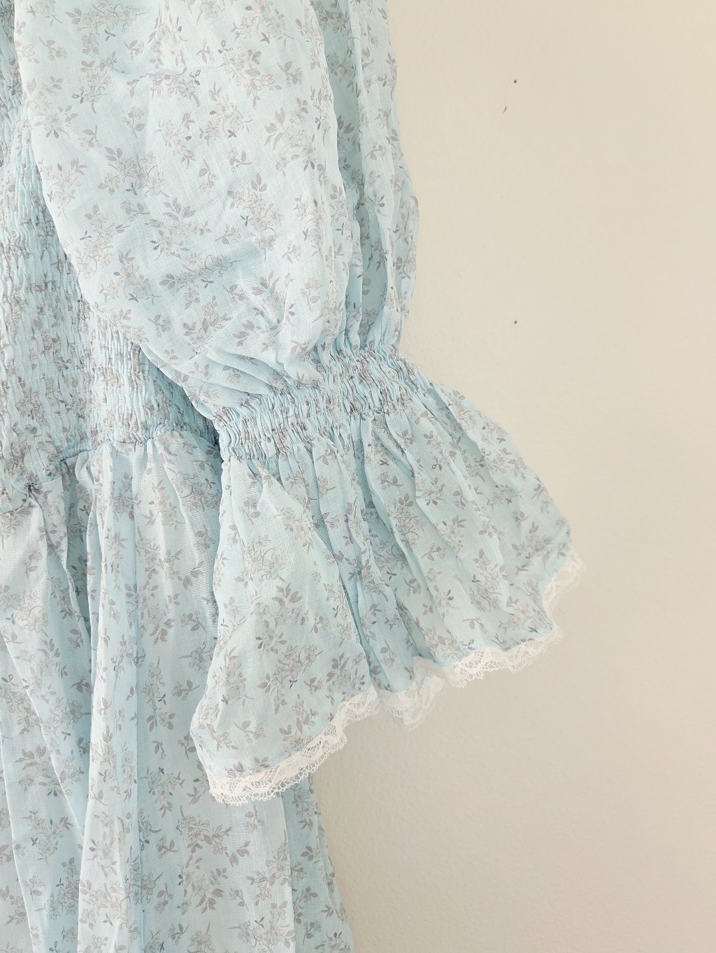 Linennaive Ariana Smocked Dress In Ice Blue Cottagecore Milkmaid Dress Xl — image 6 of 8